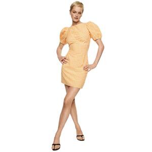 Gingham check mini dress size 4. Spring puff sleeve dress. 100% cotton.